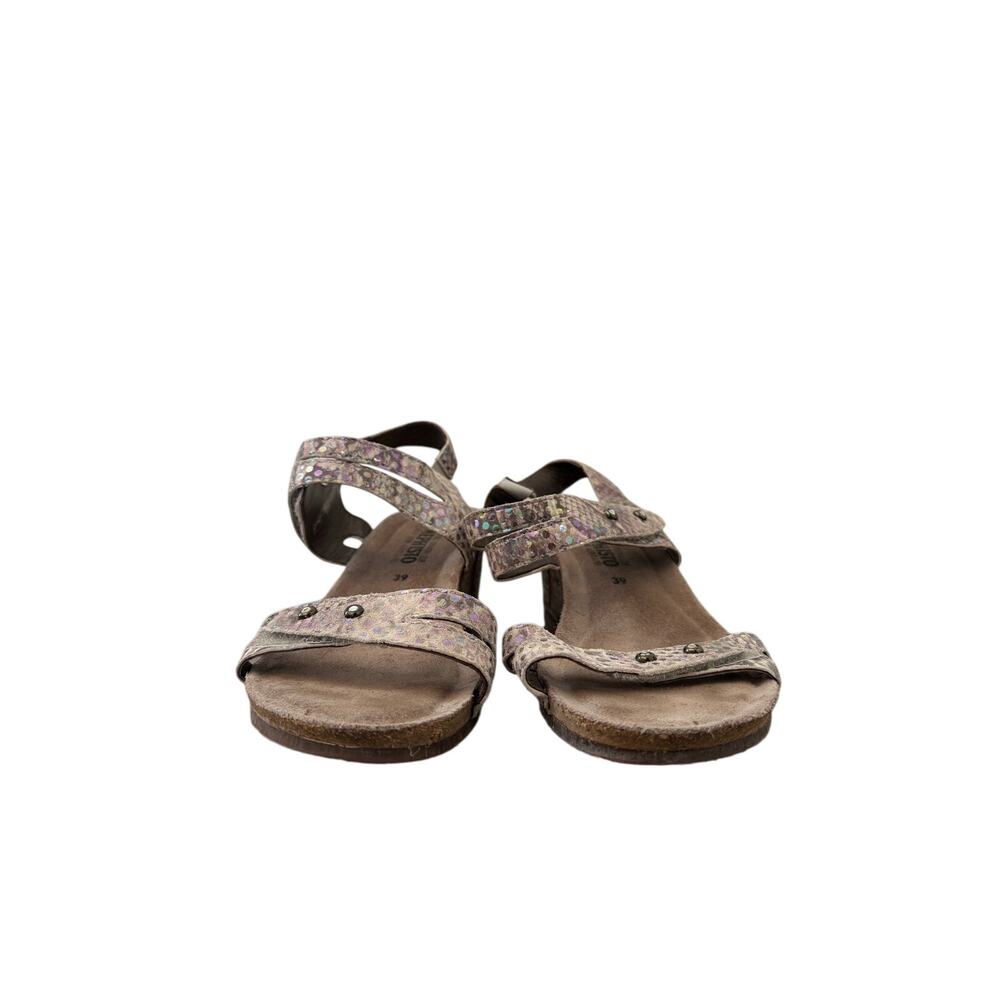 Mephisto Minoa Polka Dot Wedge Platform Sandals Womens 39 (US 9) Gray